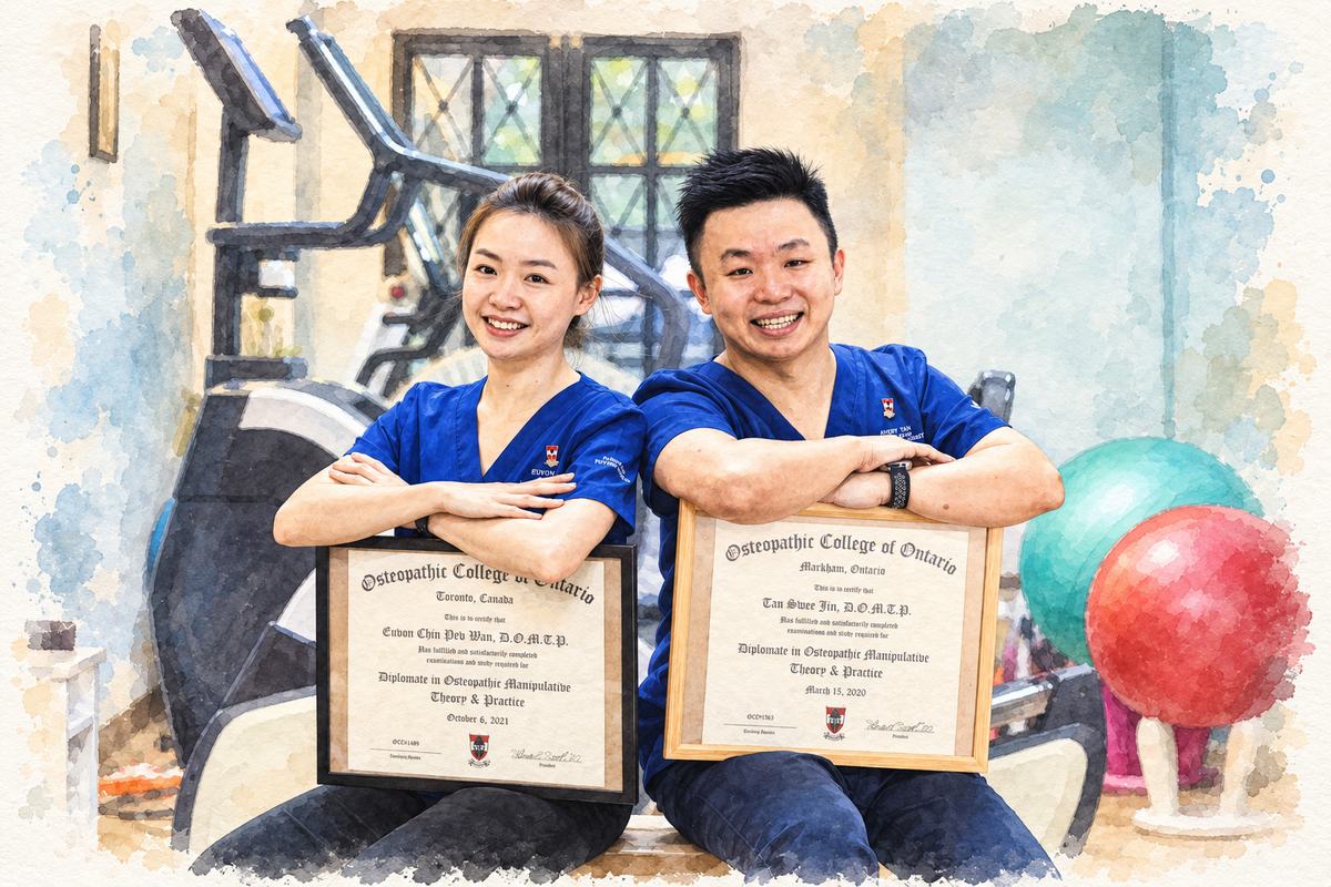 Avery and Euvon with their osteopathy diplomas